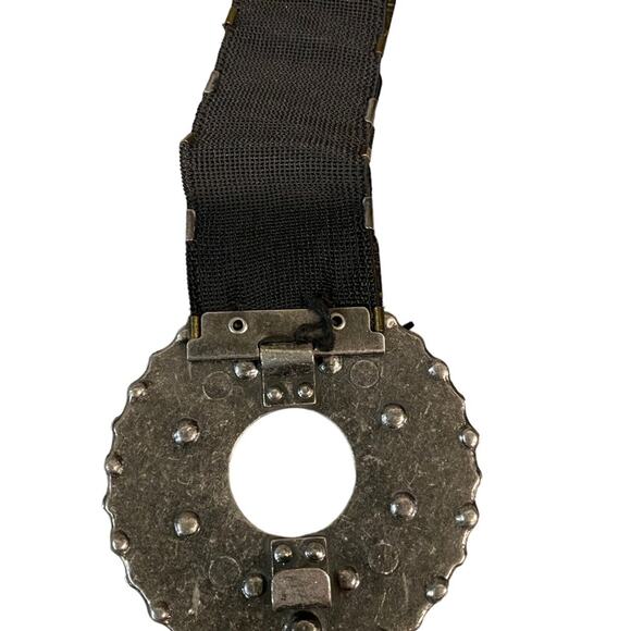 Bronze Metal Stretchy Belt with Rhinestone Buckle - Picture 5 of 9